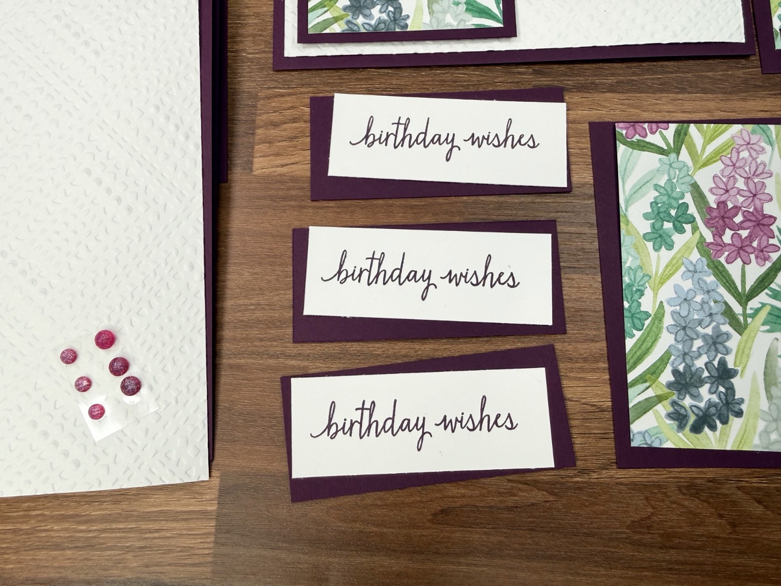 Stampin Up Card Kit Happy Birthday Florals in Bloom DSP Blackberry - 4 Cards