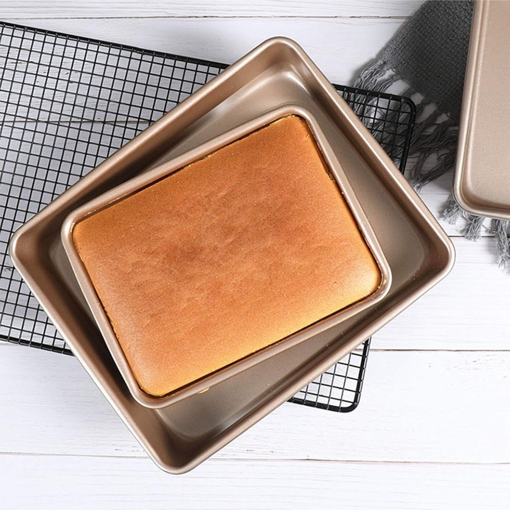Deep Baking Pans Set Nonstick,Rectangle Cake Pan,Stackable Bakeware Set of