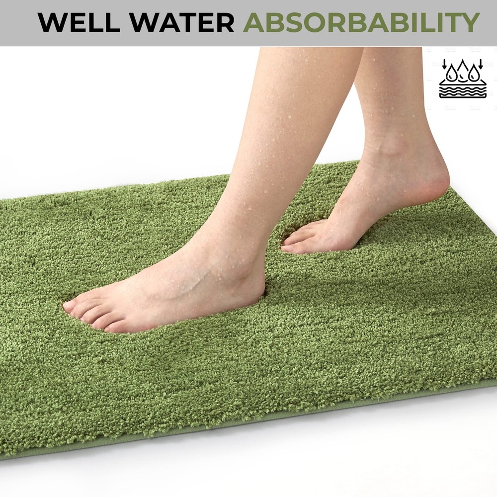 2 Piece Solid Microfiber Soft Bathroom Rug Set Non-Slip TPR Backing