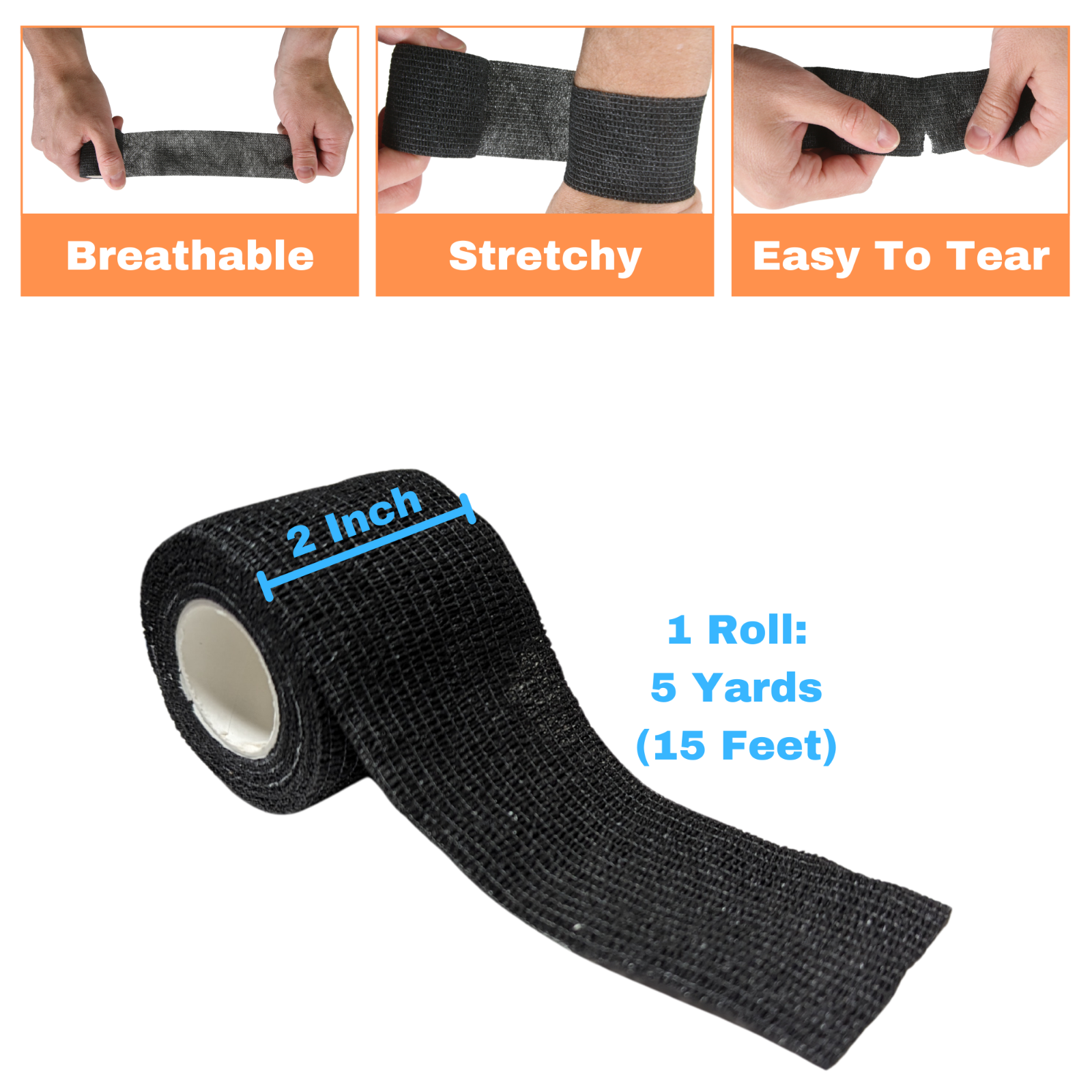 Coban Bandage Wrap 2" x 5 Yard Elastic Self Adhesive Medical Athletic Vet Tape