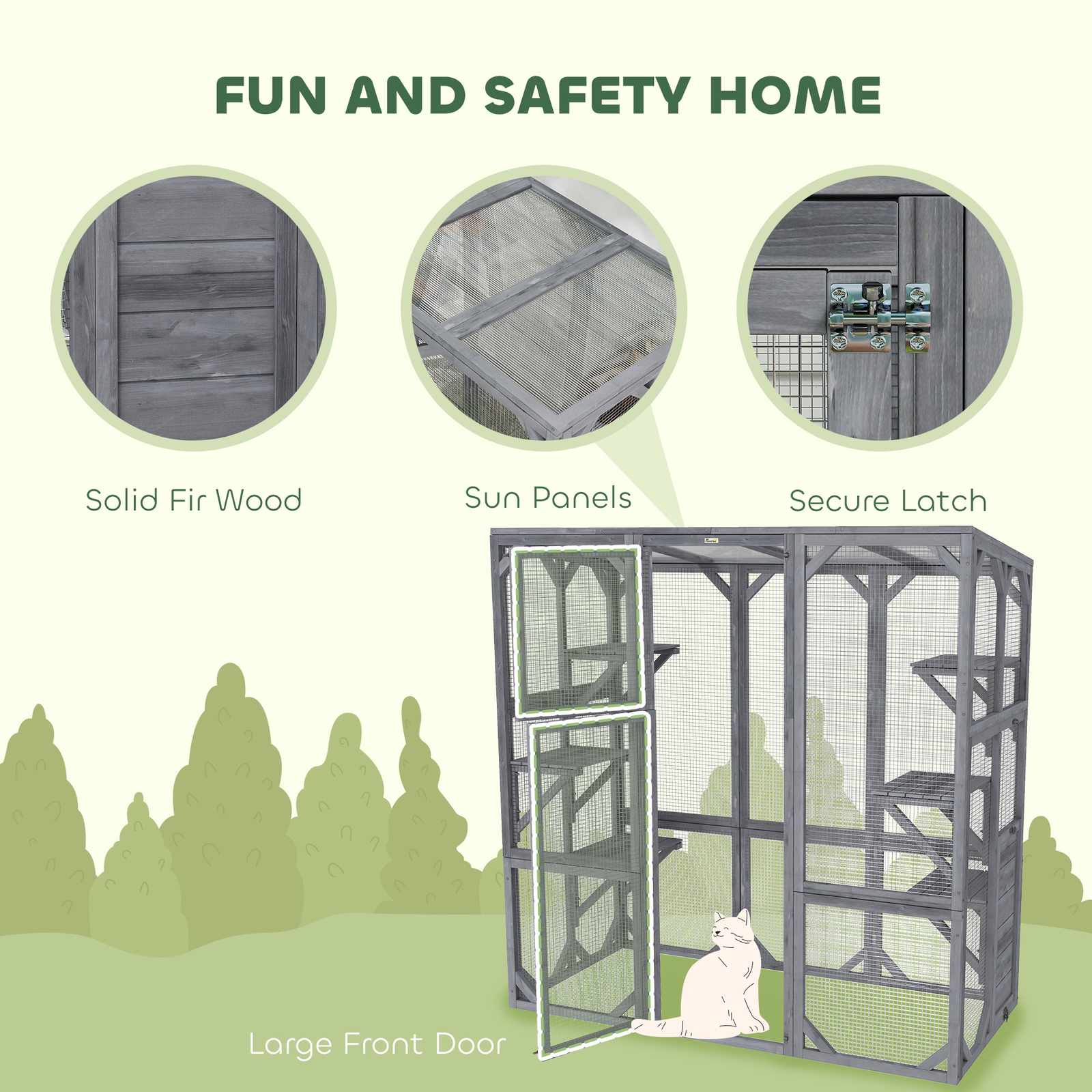 PawHut Catio Outdoor Cat Enclosure for 1-3 Cats, 59" x 28" x 60", Gray