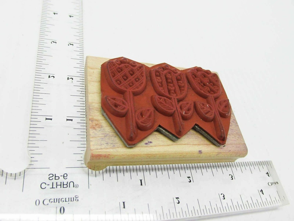 Country Patchwork Tulips Rubber Stamp - Stamp Set B46