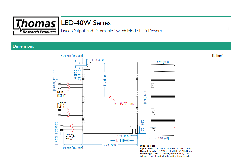 Hubbell Thomas Research Products 40W Constant Current Dimmable LED Driver