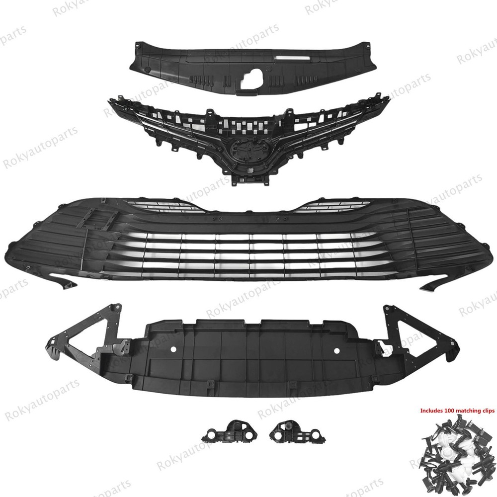 For Camry LE 2018-20 Upper Radiator Grille/Bumper Front Mesh/Bracket/lower Panel