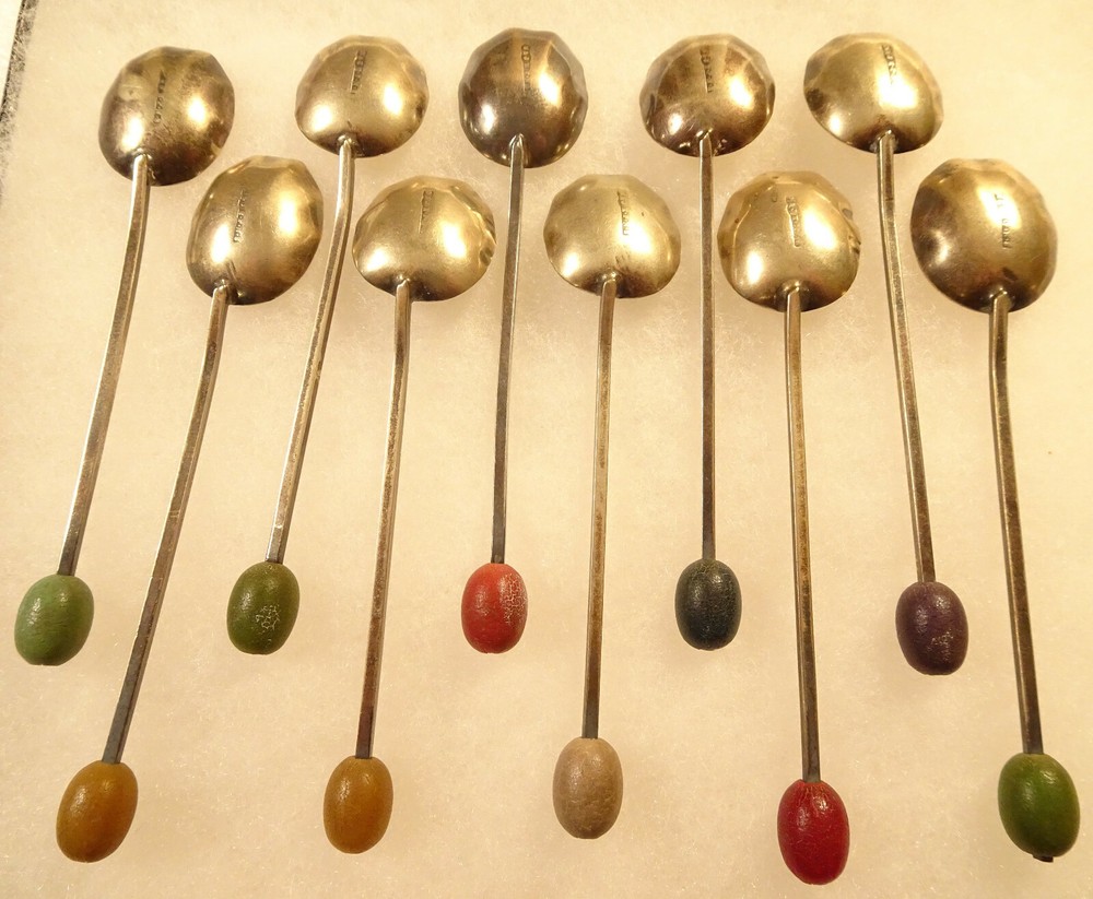 Antique Salt Spoons M & J Lot of 10 Silverplate Set