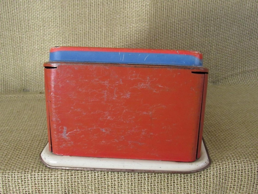 Vintage 40s Working Tin Litho Wolverine Adding Machine Hand Pull Dial Calculator