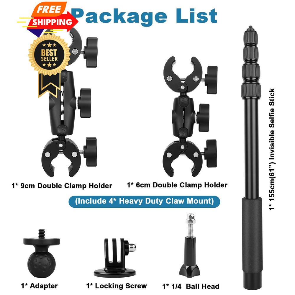 Motorcycle Mount Kit Compatible Compact, for Insta360