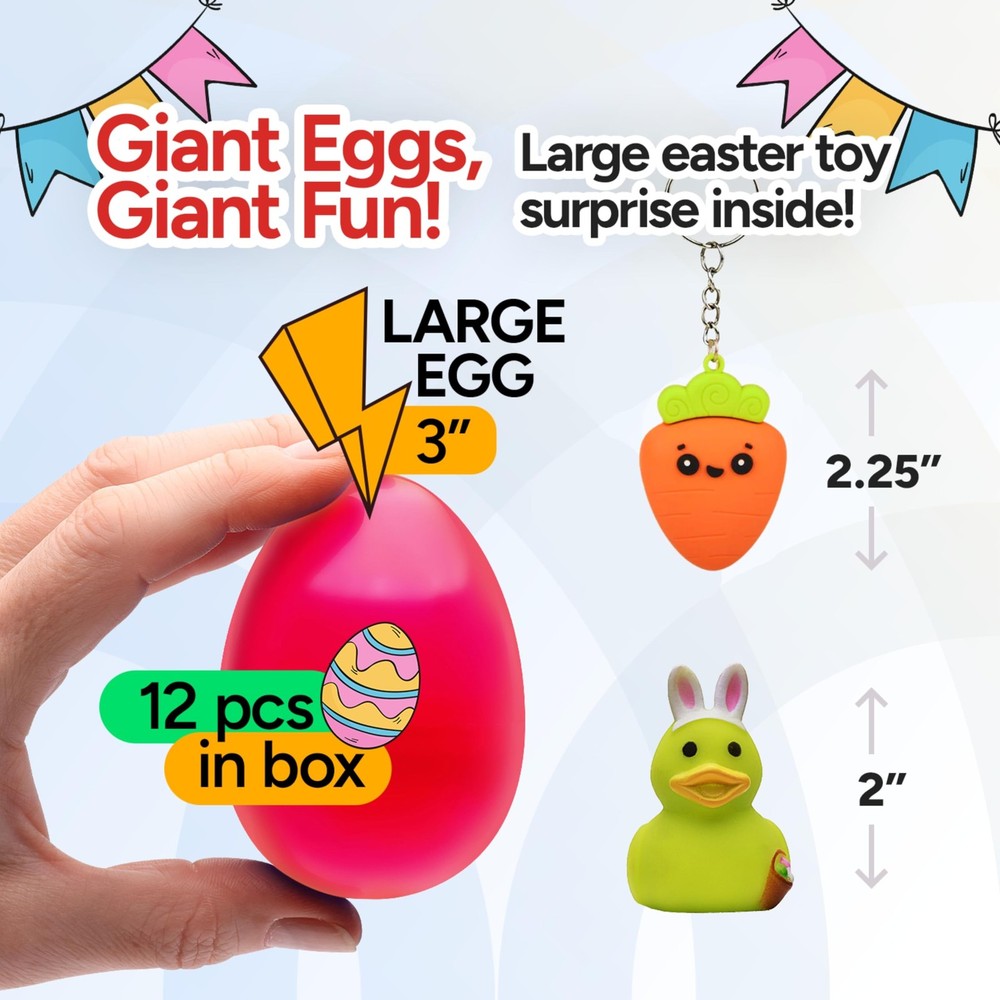 Easter Eggs for Easter Basket Stuffers - 12 Prefilled Easter Eggs with Toys -...