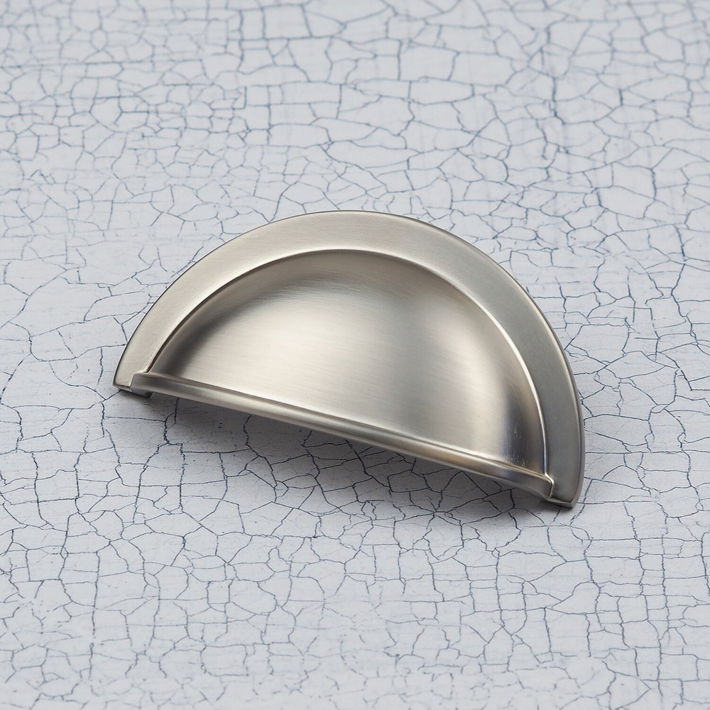 Nickel Kitchen Cupboard Handle Cup Pull Knobs Brushed Shaker Door Drawer Cabinet
