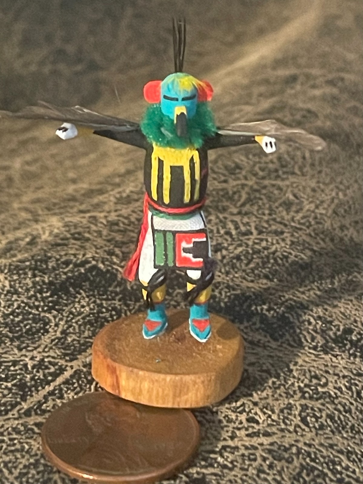 TINY ART-MINIATURE-NATIVE AMERICAN-KACHINA-SIGNED HOPI EAGLE '99-NEW CONDITION