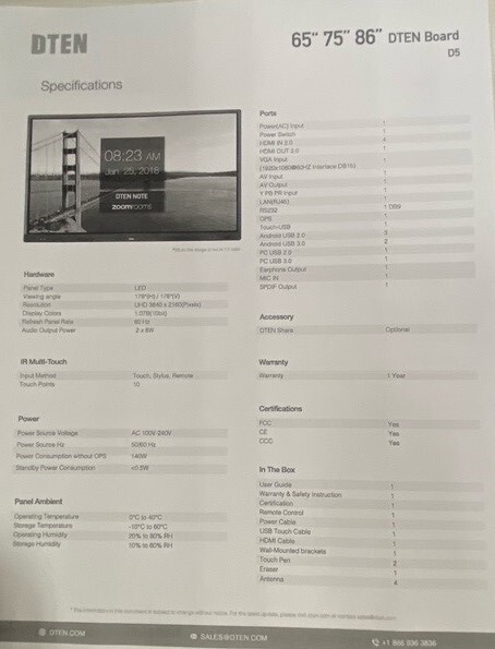 DTEN 55E Interactive Whiteboard