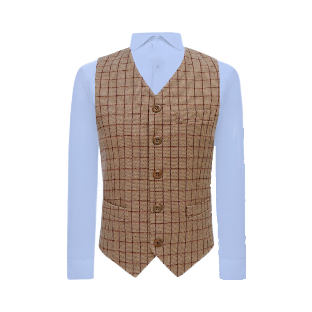 Oak Brown Tattersall Check Waistcoat