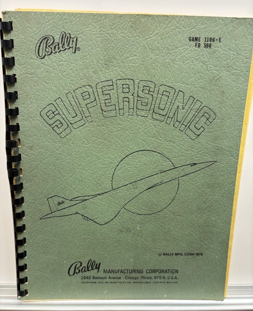 ORIGINAL-BALLY-SUPERSONIC-INSTALLATION & GAME OPERATIONS INSTRUCTIONS
