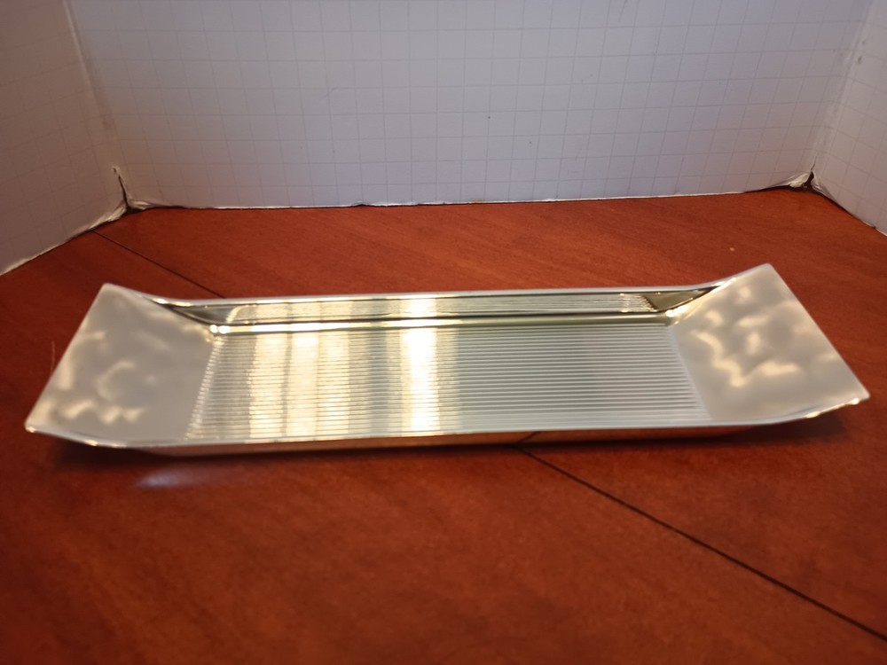 WMF-Ikora German Brushed Silver Plate Rectangle Flat Serving Plate MCM EP Brass