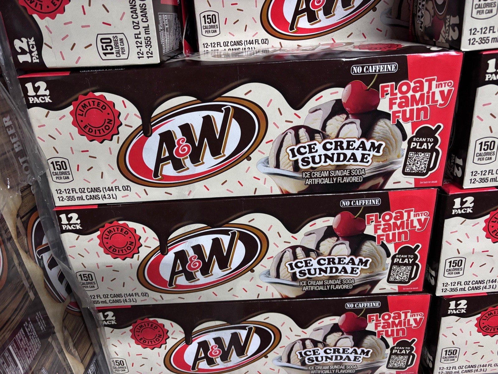New A&W Ice Cream Sundae Soda 12 cans 12 fl oz Limited Edition Flavor!
