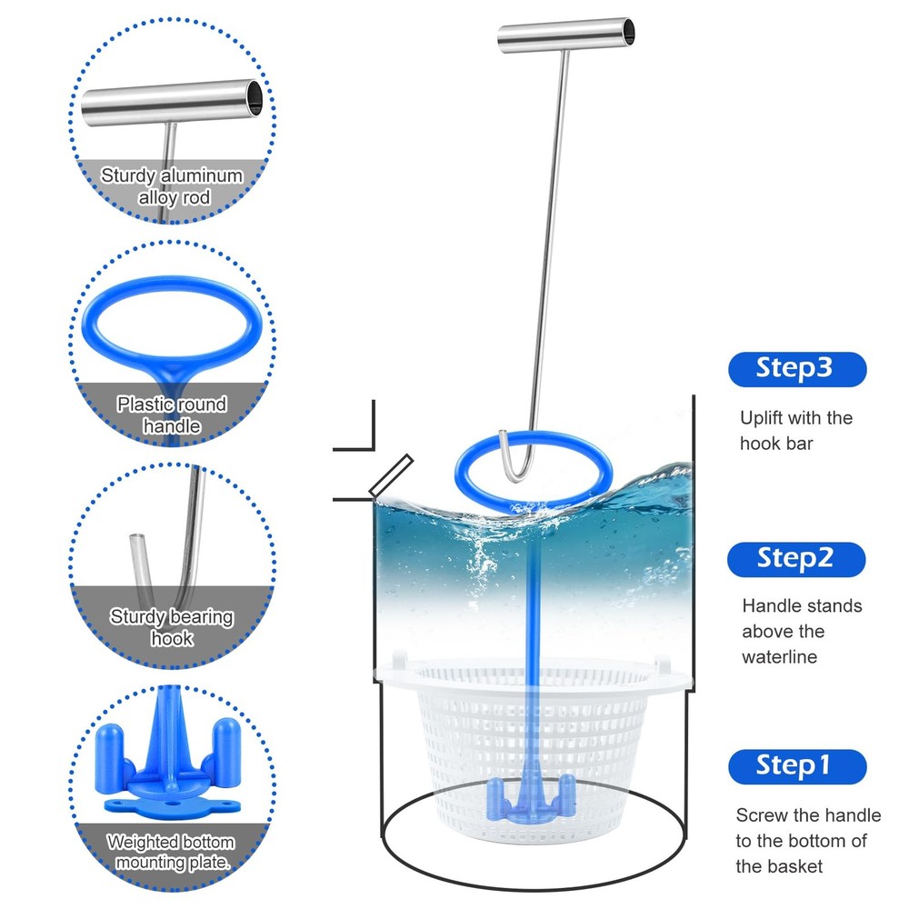 Universal Pool Skimmer Basket Handle Hook for Inground Pools