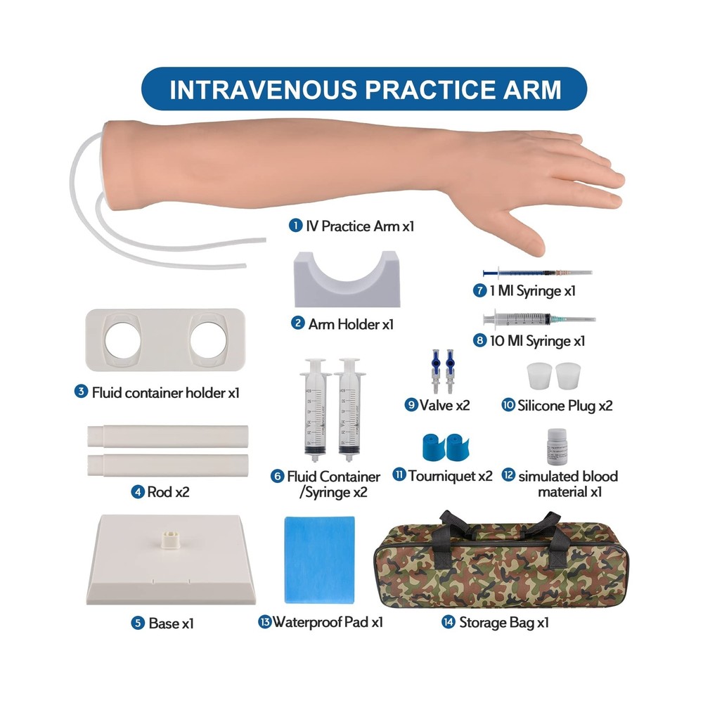 Phlebotomy Practice Kit, IV Practice Kit with Phlebotomy Arm, Venipuncture & ...