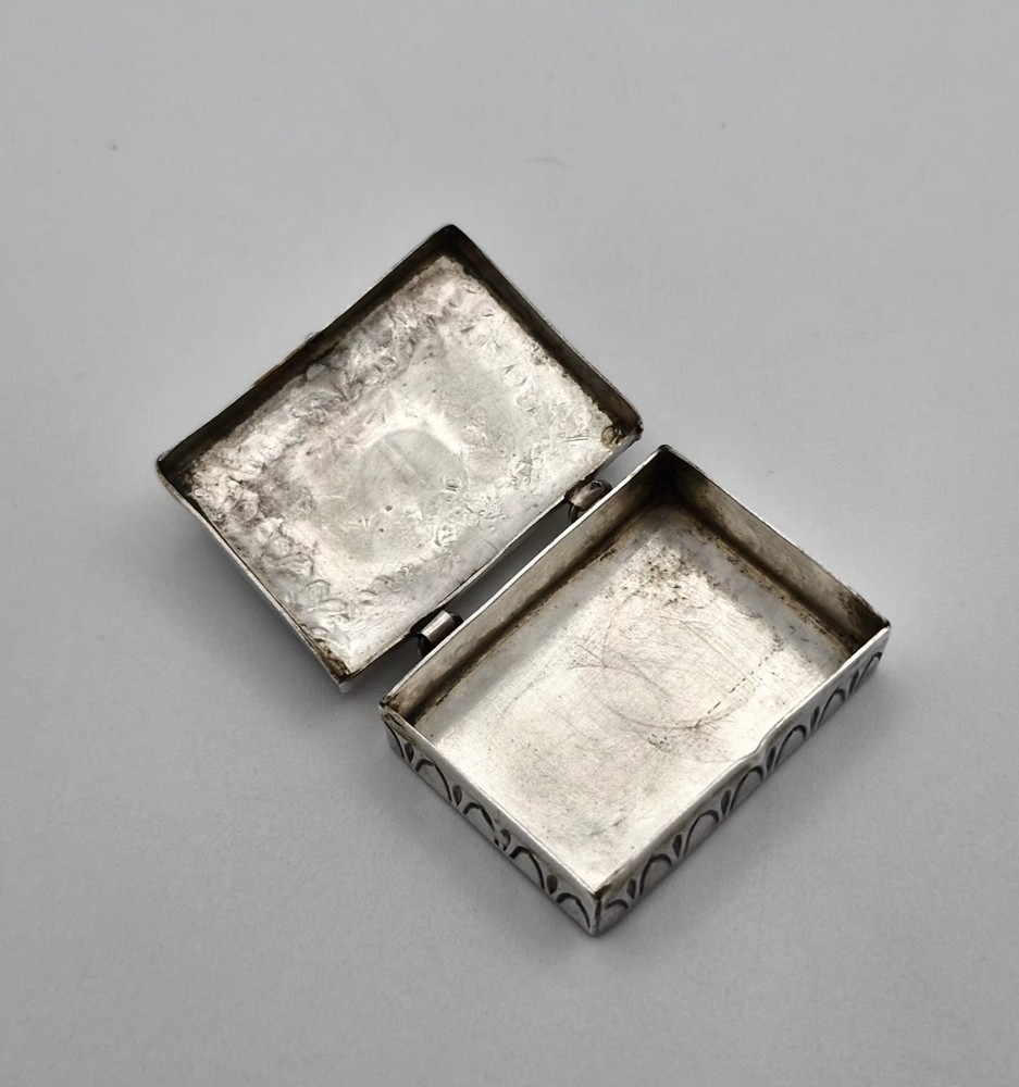Vintage Sterling Silver Pill Box Rectangular Engraved Blue Turquoise 14.3g