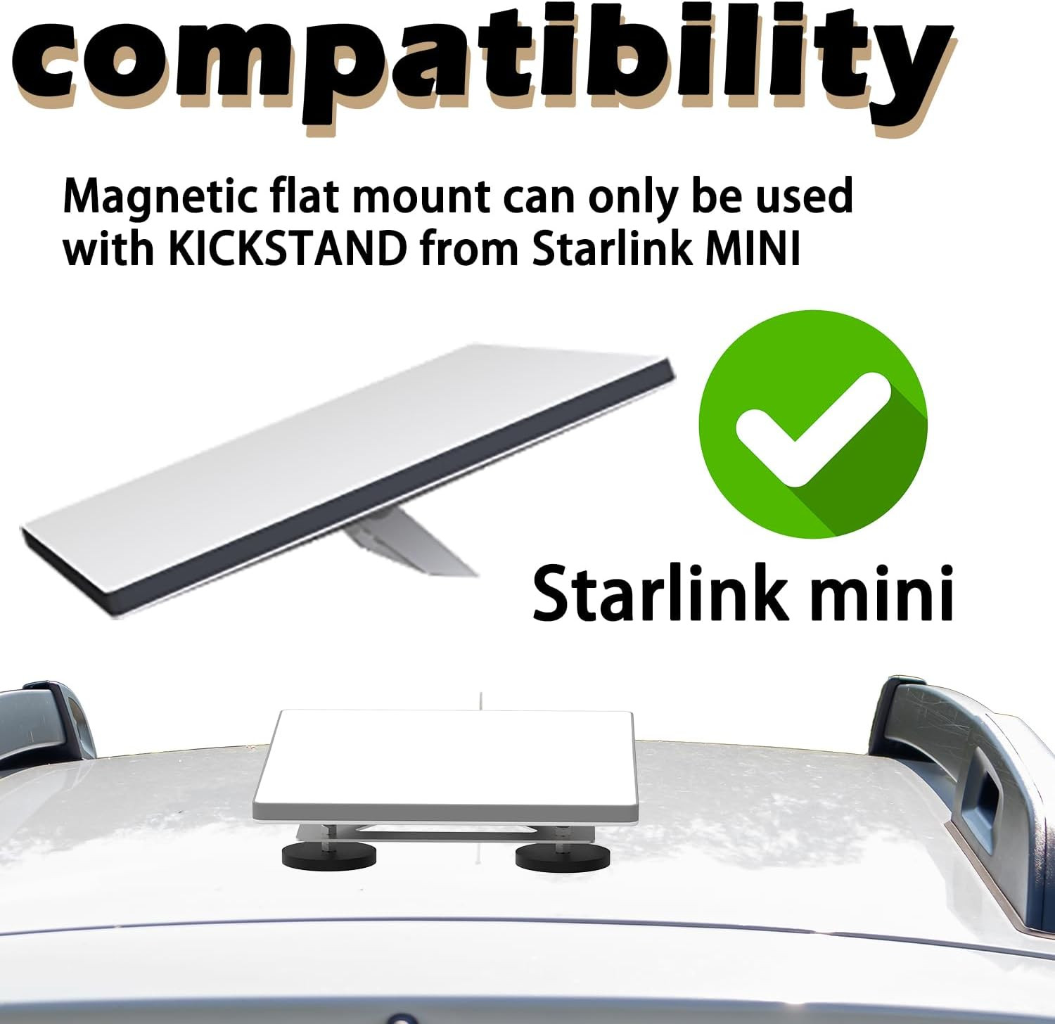 Flat Mount Kit for Starlink Mini - Roof Mount for Starlink Mini Magnetic Mount