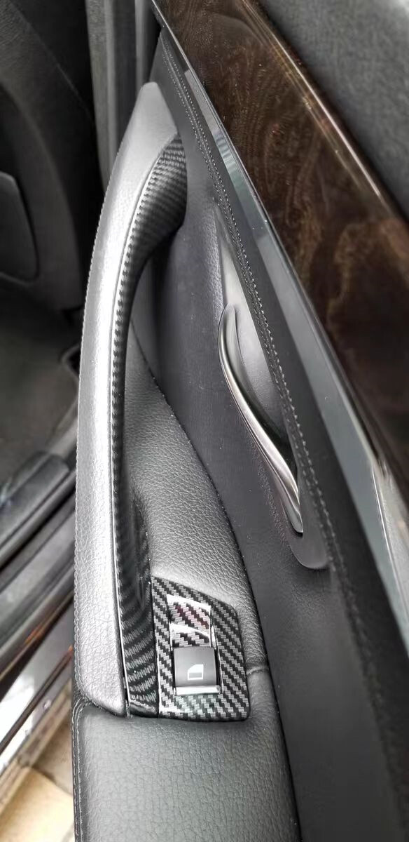 Inner Door Panel Handle Pull Trim Cover For BMW F10 F11 520i 528i Carbon Fiber