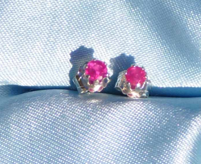 PETITE ROUND 3MM RUBY STERLING SILVER STUDS-- .20CTW