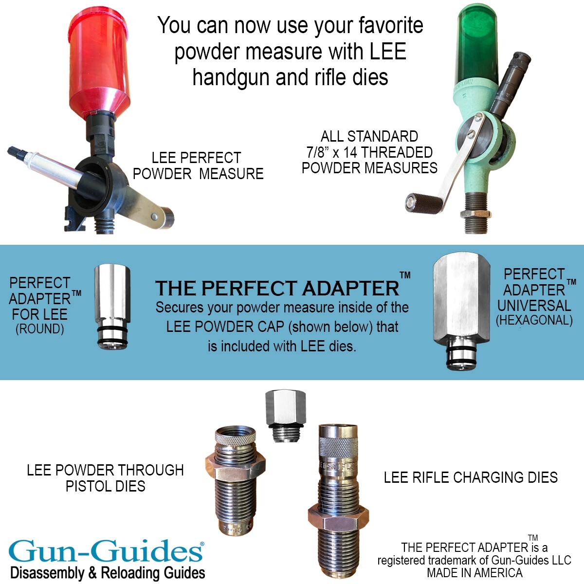 RCBS Hornady Lyman Powder Measure to Perfect Adapter™ for LEE Dies - Gun-Guides
