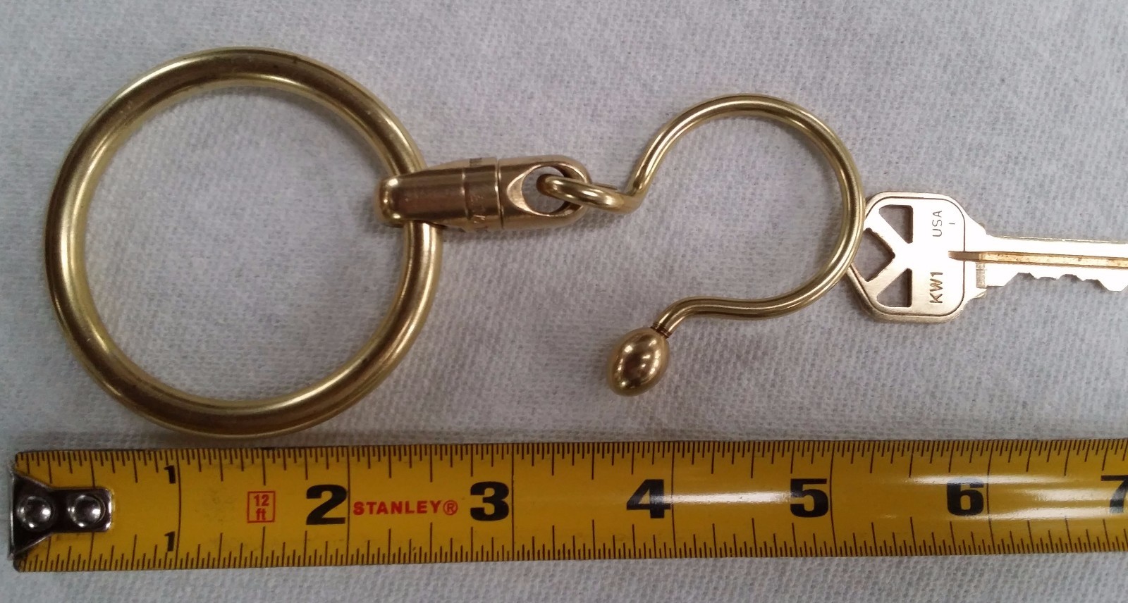 SOLID BRASS JAILERS TYPE KEY CHAIN 2" DIAMETER RING, MADE IN USA