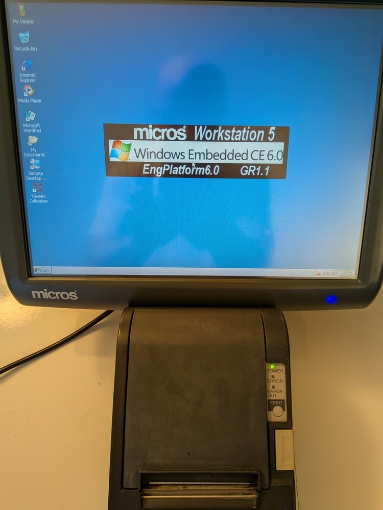 MICROS 5A POS Touchscreen Terminal, MICROS Stand, and Compatible Printer