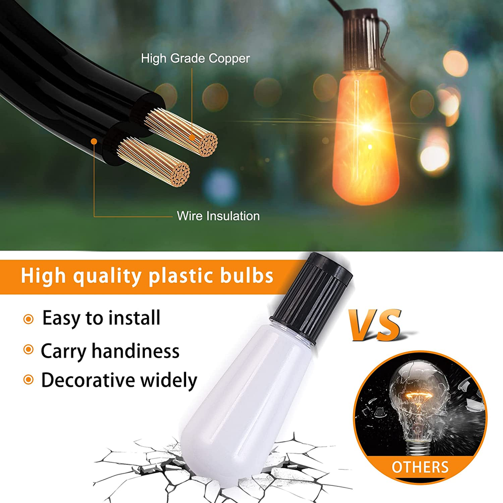 Mimigogo Flickering Flame String Lights22ft 20led String Lights For Outsideplug