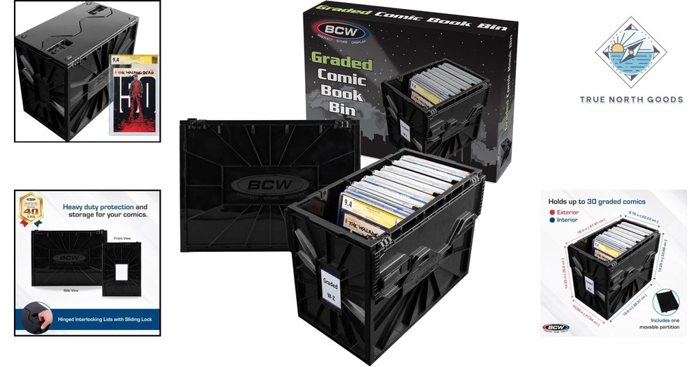 Elegant Stackable Comic Book Storage Bin - Black 2 Pack for Graded Comics Care