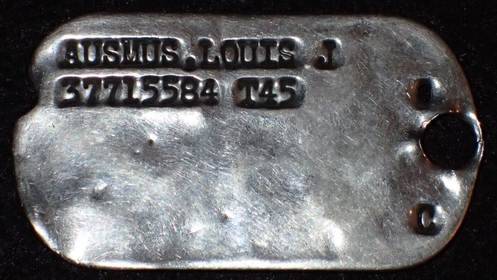 WWII US Army Personnel ID Disc "Dog Tag" - T/3 Louis J AUSMUS Montrose, Colorado