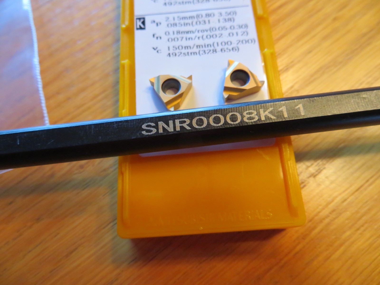 Small Internal Threading Tool, Boring Tool, with 3 Carbide 11 IR A 60 inserts