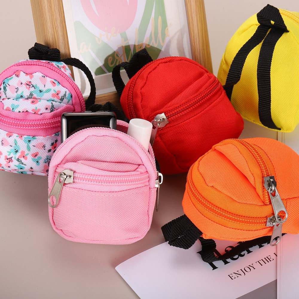 Mini Doll Zipper Backpack, Tiny Doll Backpack(Purple/Dark Blue, 2pcs)