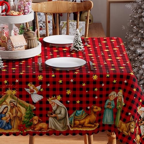 Christmas Tablecloth 60x84 Inch Rectangle, Washable 60" x 84" (Rectangular)