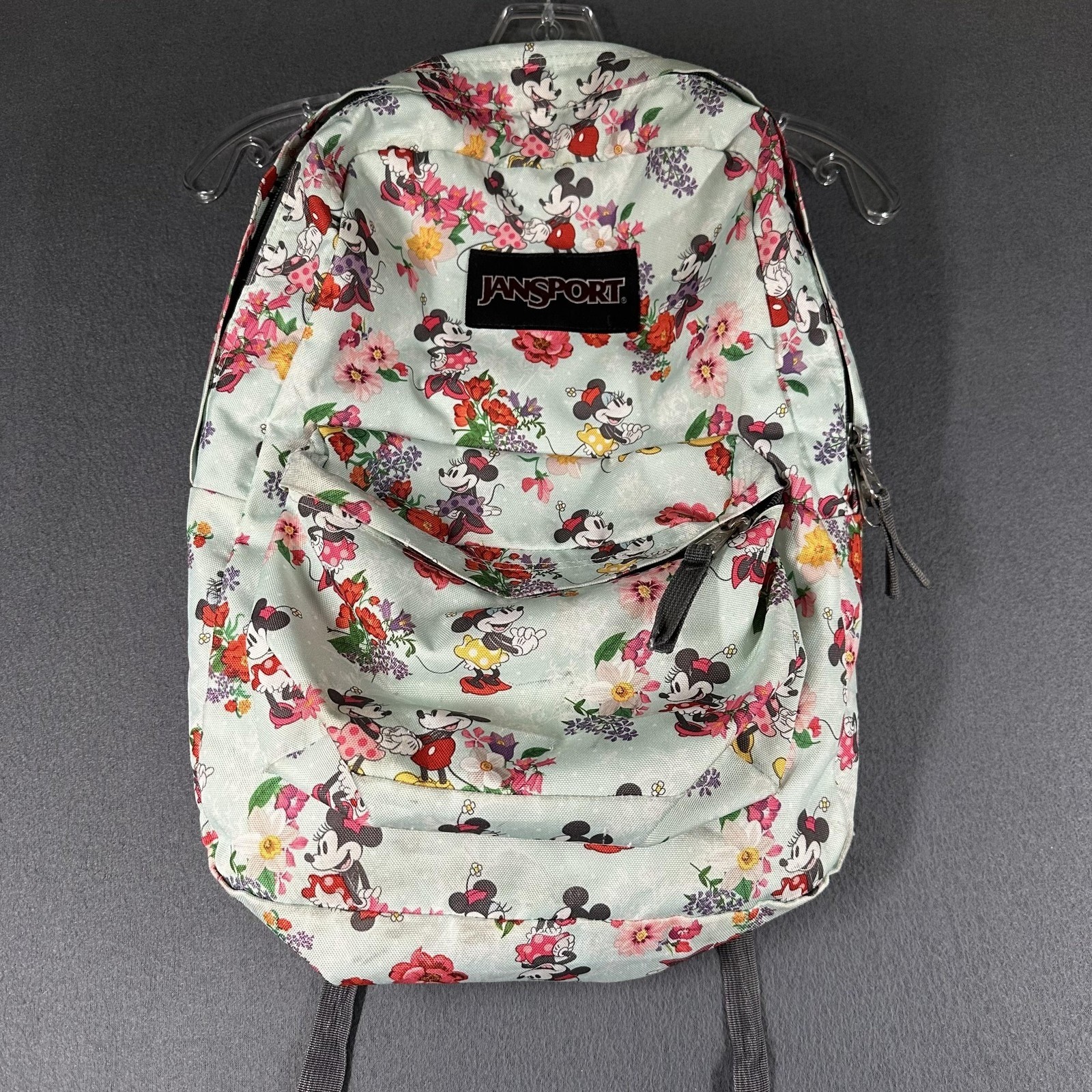 JanSport Disney Superbreak Backpack 18in Mickey Minnie Floral Print Multicolor