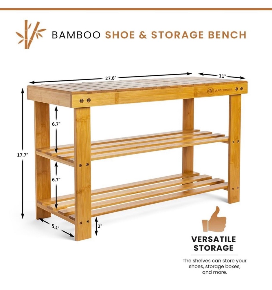 Leaf & Grain Bamboo Shoe Rack