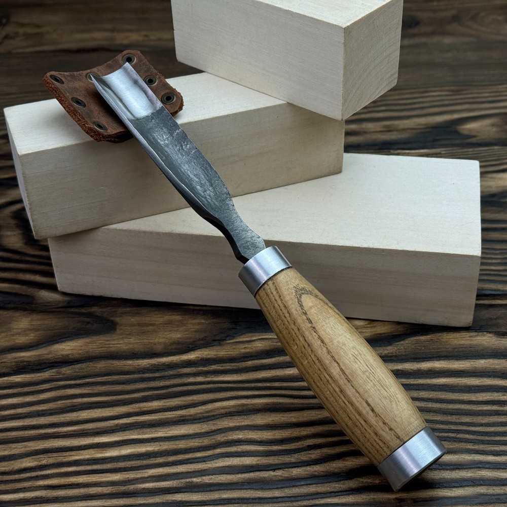 Wood Carving Gouges Set. Curved Chisels with Sheaths. Gift for Detail Carver.