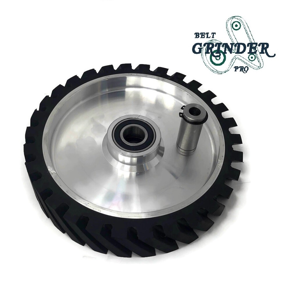10" Belt Grinder Contact Wheel Serrated Rubber With 2 heavy Duty bearing 6205 RS