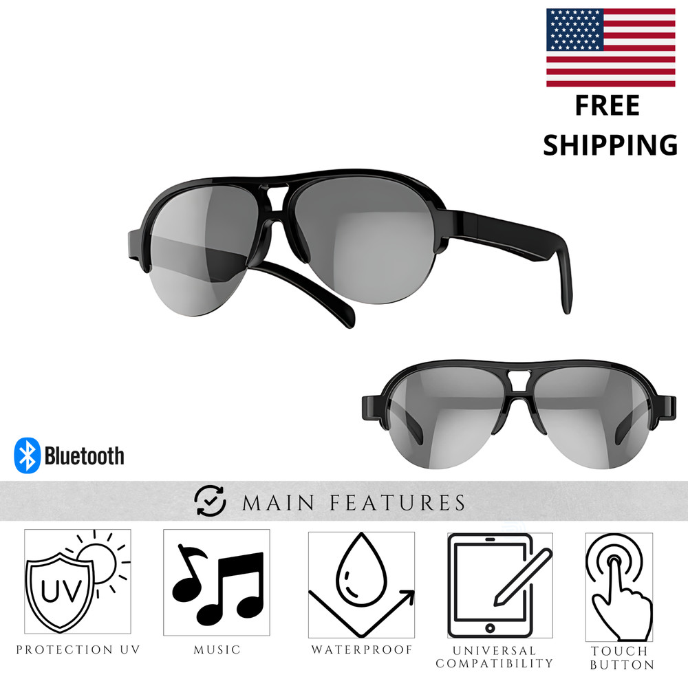 Smart UV Sunglasses Bluetooth Open-Ear Wireless Audio Touch Button Waterproof