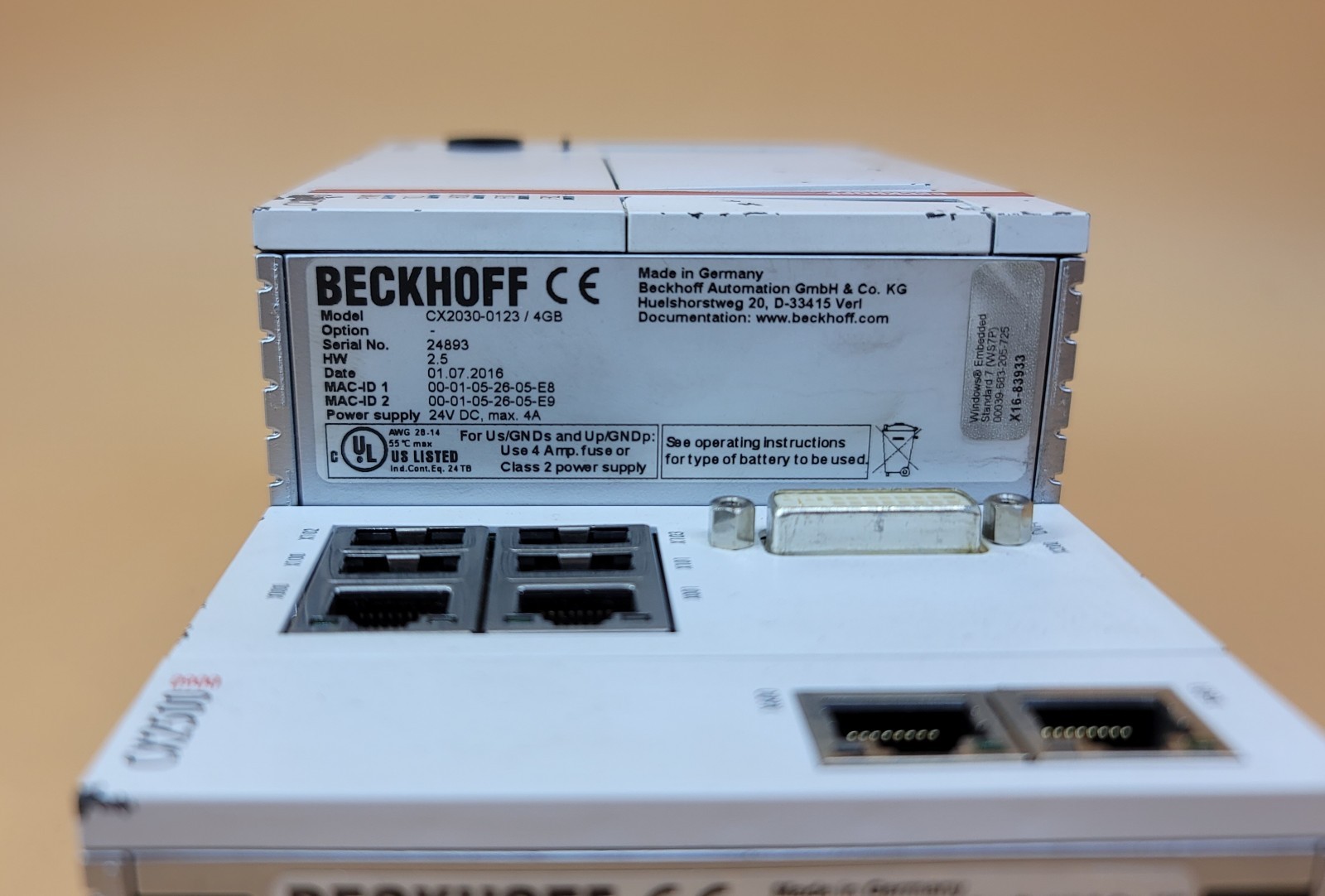 BECKHOFF CX2030 Embedded PC With CX2100 Power Supply Unit And CX2500