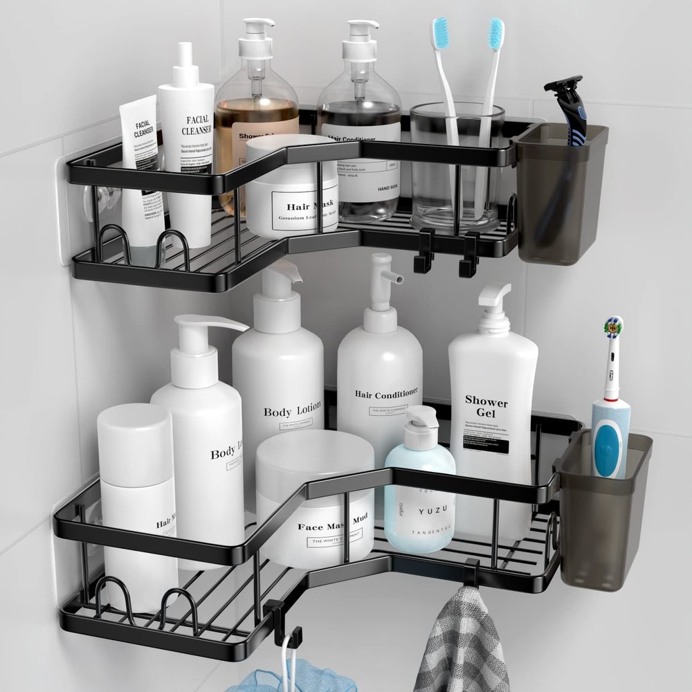 Corner Shower Caddy, 2 Pack, with Suction Cup, No Drilling