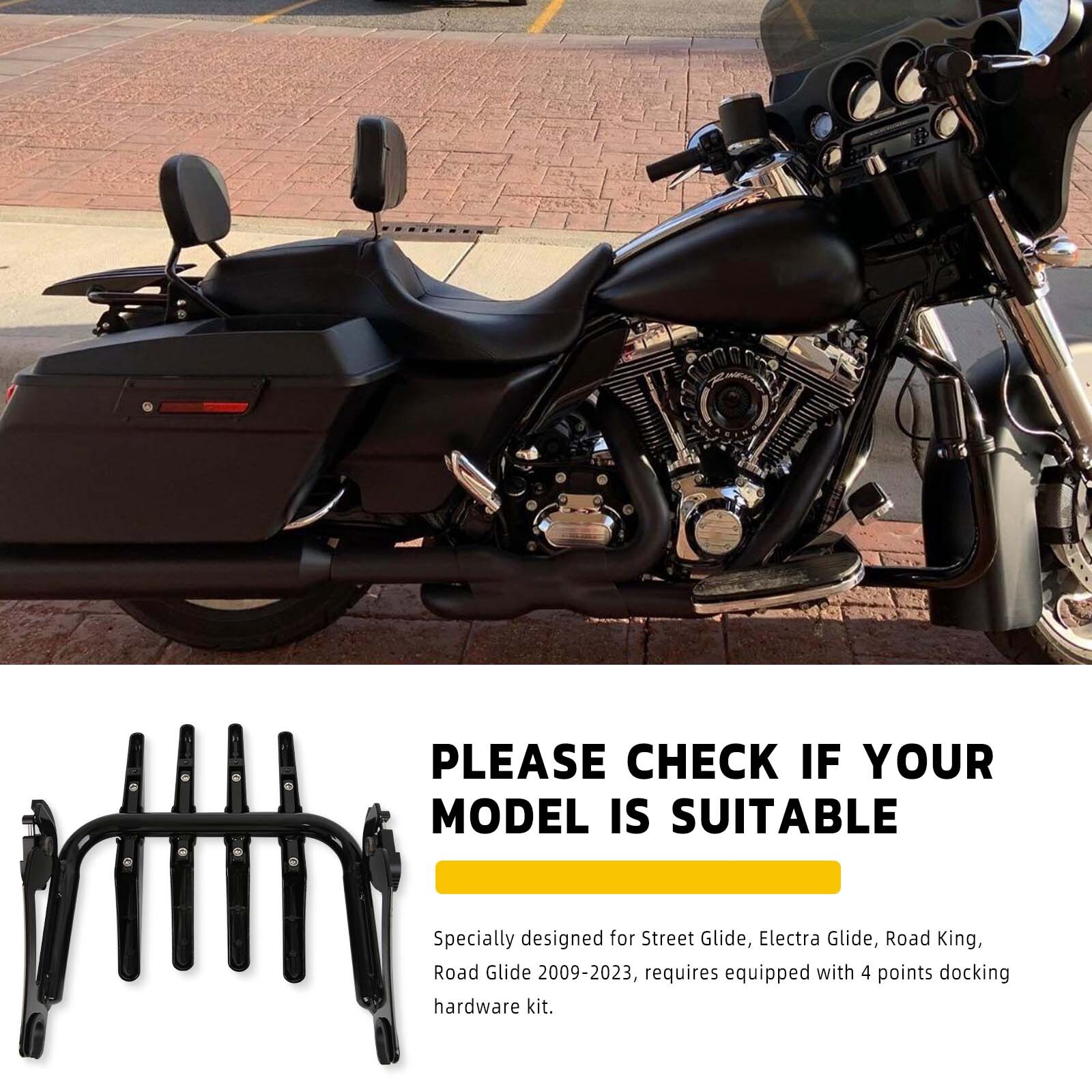 22" Sissy Bar Backrest & Stealth Luggage Rack For Harley Street Road Glide King