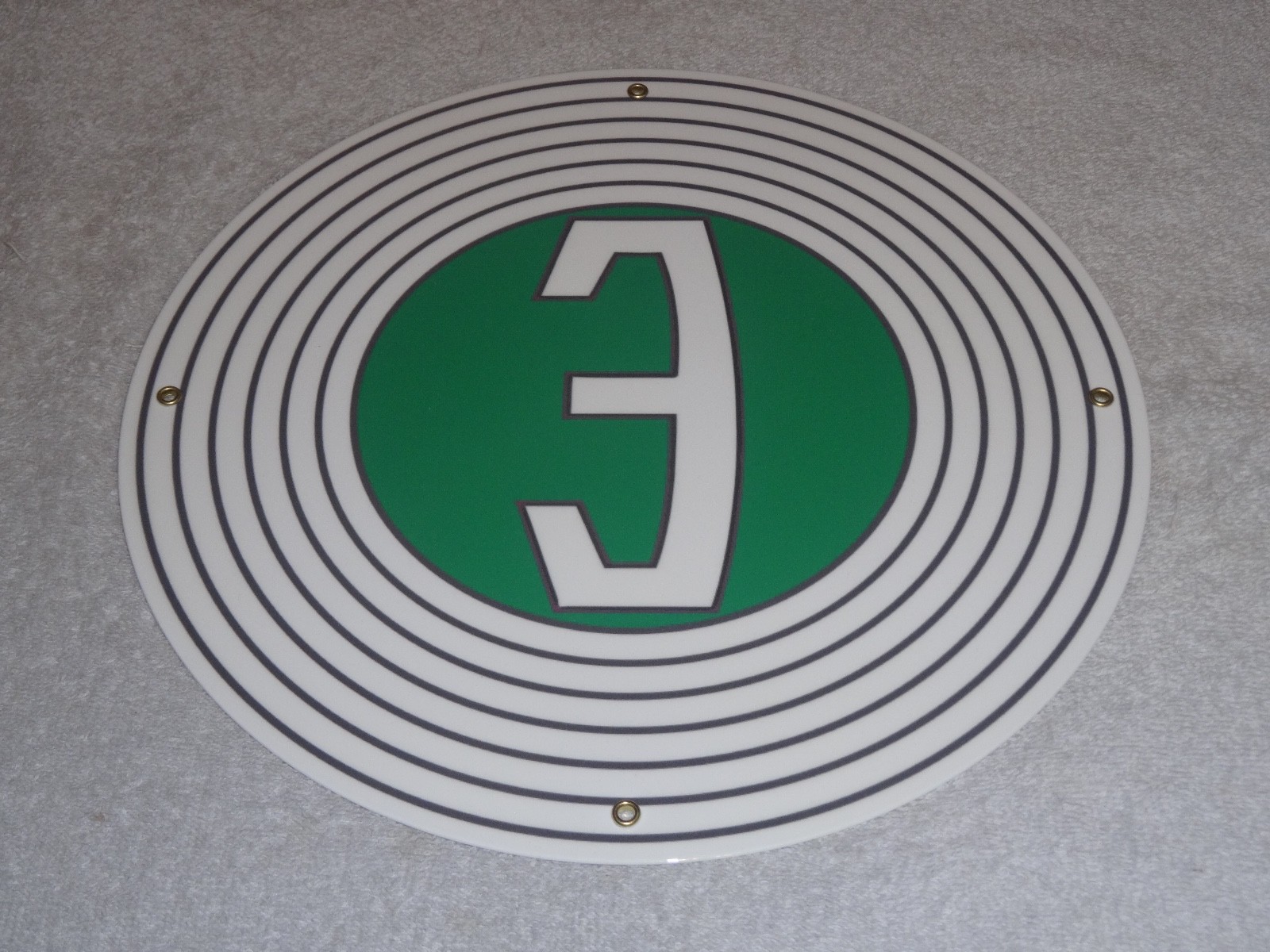 VINTAGE FORD "E" EDSEL 11 3/4" PORCELAIN METAL CAR, TRUCK, GASOLINE & OIL SIGN E