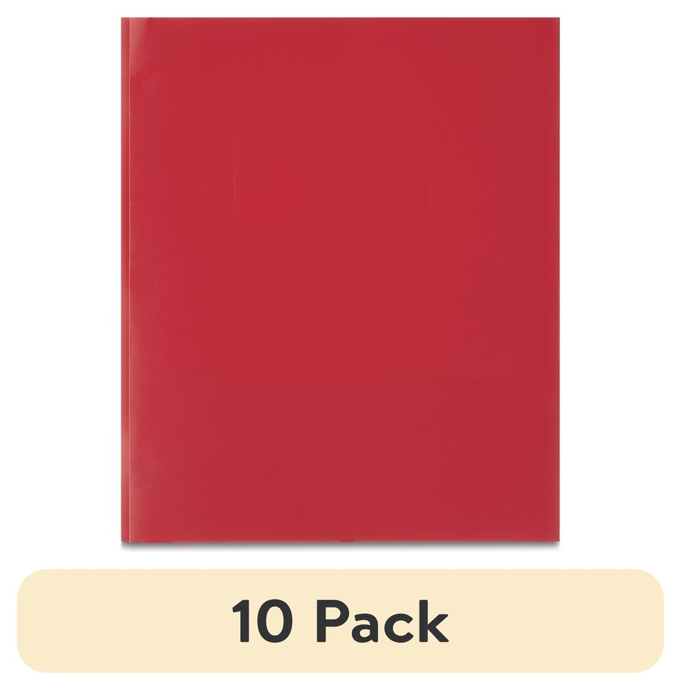 (10 Pack) 3-Prong Paper Folder, Solid Red Color, Letter Size