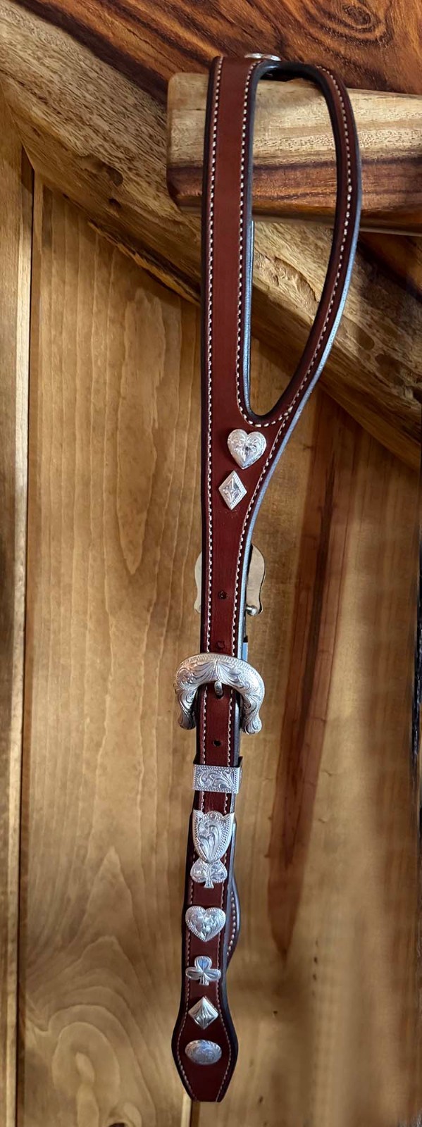 EXQUISITE Sterling SILVER  Card Suit FIXED EAR HEADSTALL By TONY Of NEVADA