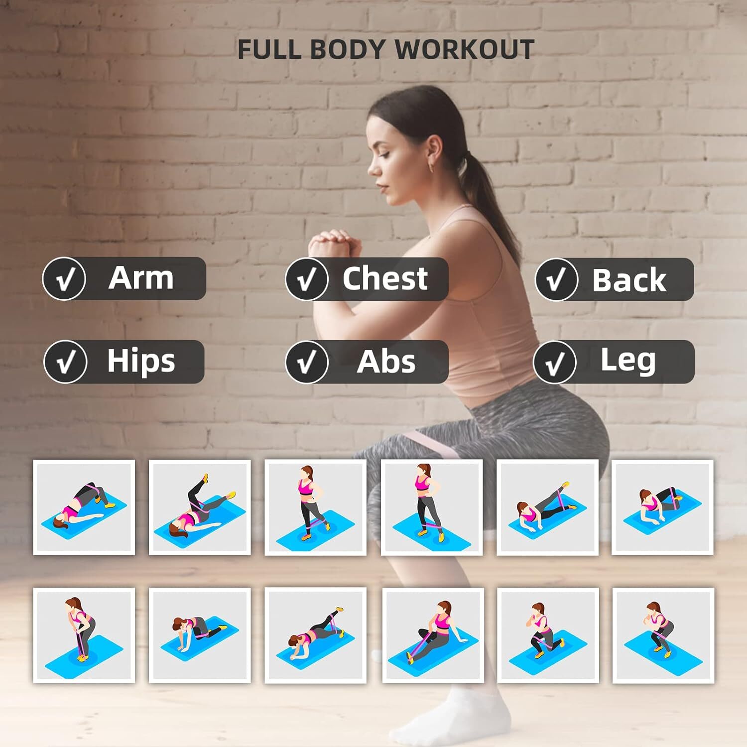 Workout Resistance Bands Loop Set CrossFit Fitness Yoga Booty Leg Exercise Band