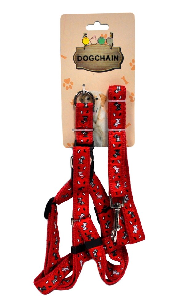 Adjustable Dog Harness with Leash Red