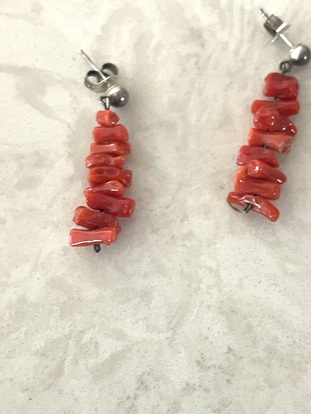 EXCEPTIONAL VINTAGE SANTO DOMINGO CORAL STERLING SILVER NECKLACE & EARRINGS SET