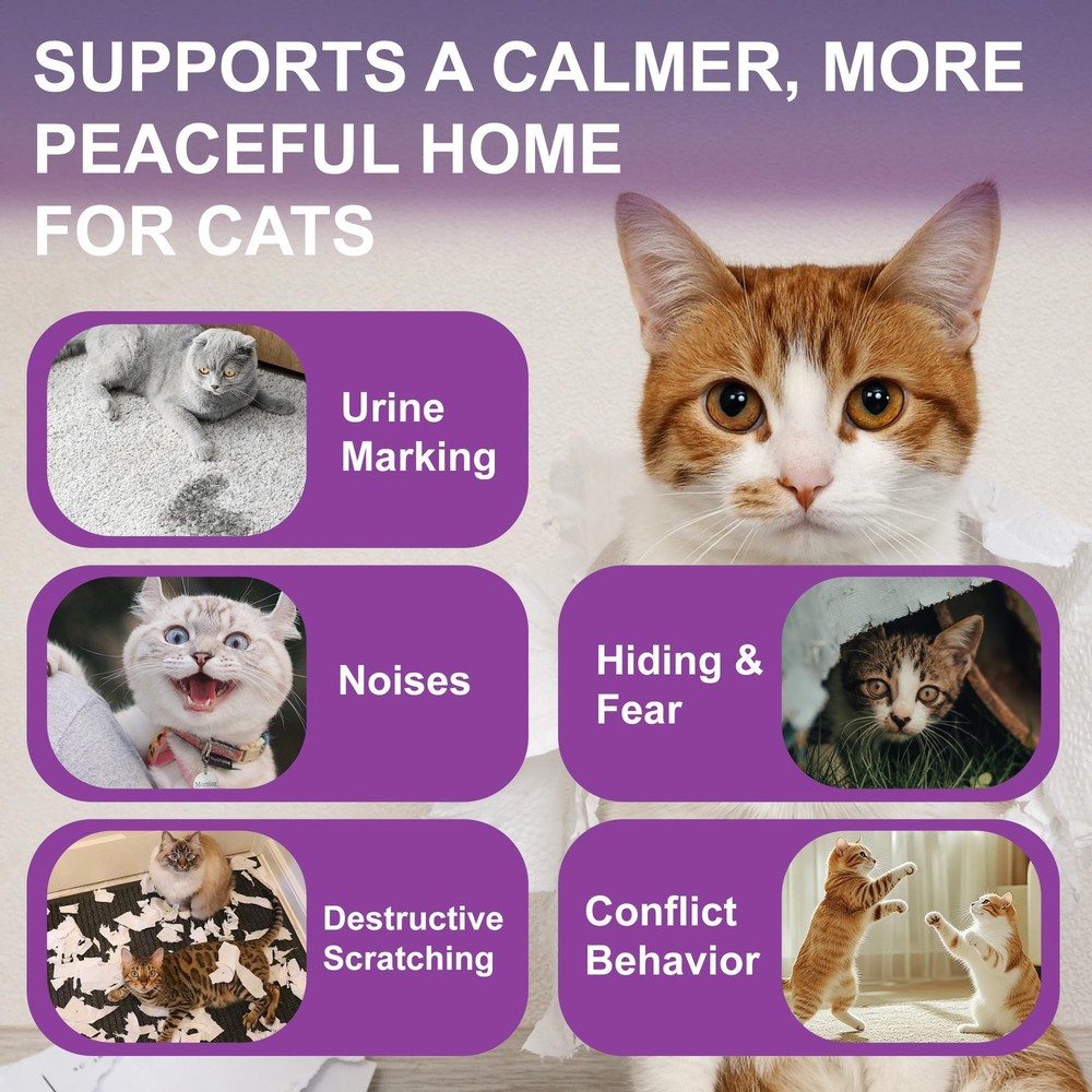 Cat Calming Pheromone Diffuser, Cat Anxiety Relief Diffuser Plug in Calmer wi...