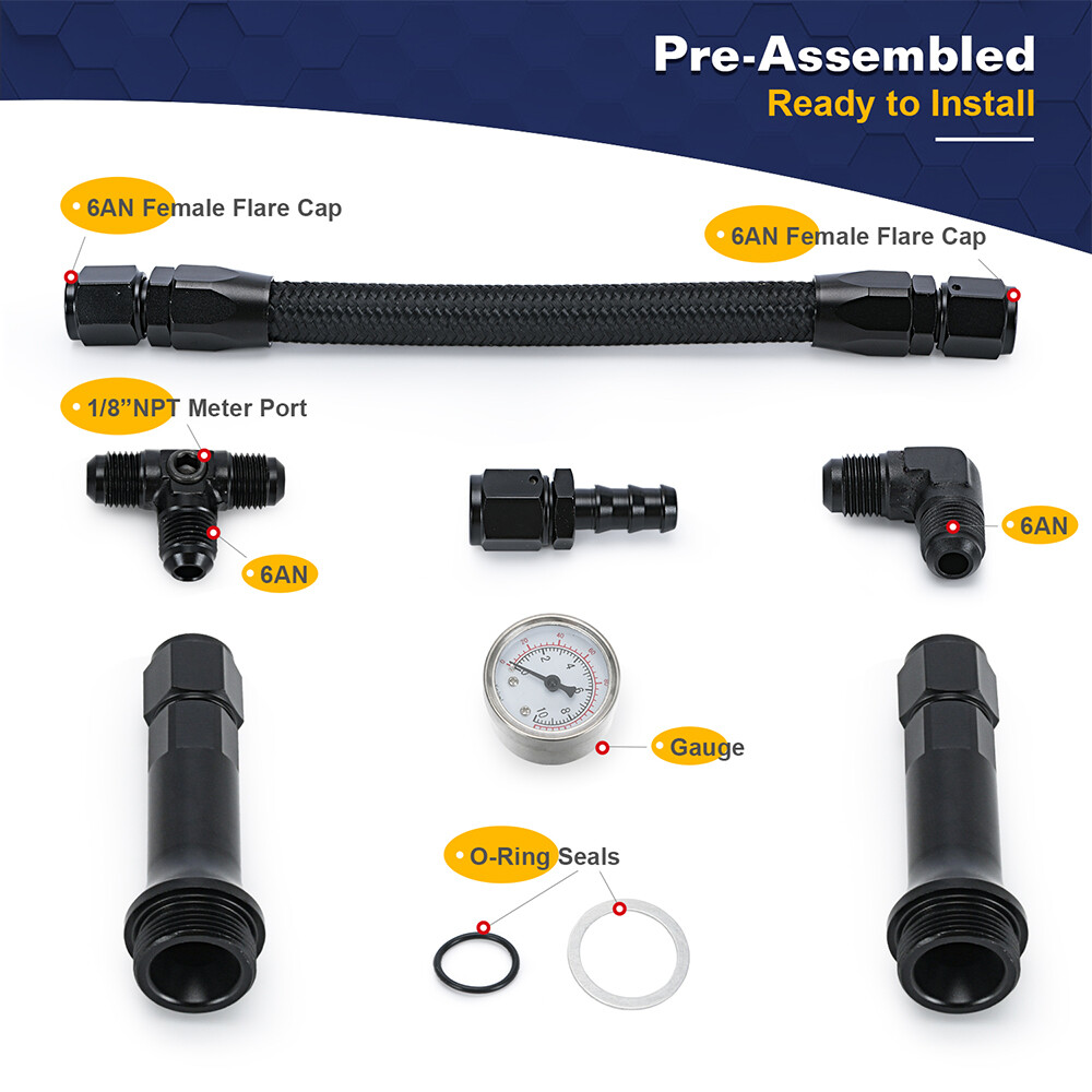 AN6 Braided Dual Feed Carb Fuel Line Double Pump for 4150 Holley Carburetor